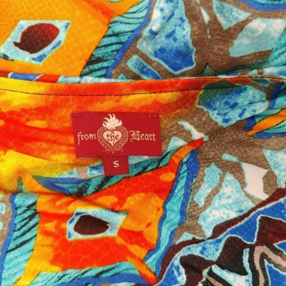 Anthropologie From The Heart Deco Print Wrap Front Dress Size S Fits Large - Picture 8 of 9